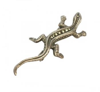 Stříbrná brož s markazity, ještěrka Stříbrná brož s markazity, ještěrka