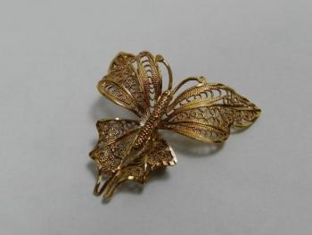 Zlatá brož, motýl, 14k, puncováno Zlatá brož, motýl, 14k, puncováno