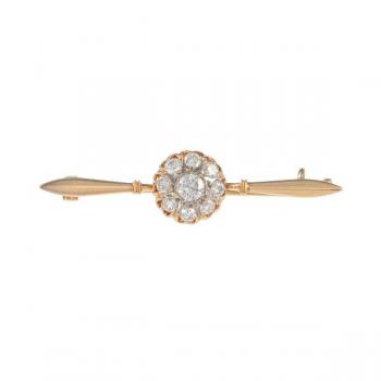 Zlatá brož s přírodními diamanty 0,94 ct  Zlatá brož s přírodními diamanty 0,94 ct