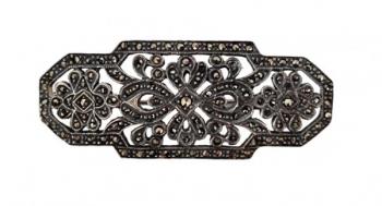 STŘÍBRNÁ SECESNÍ BROŽ S MARKAZITY STŘÍBRNÁ SECESNÍ BROŽ S MARKAZITY