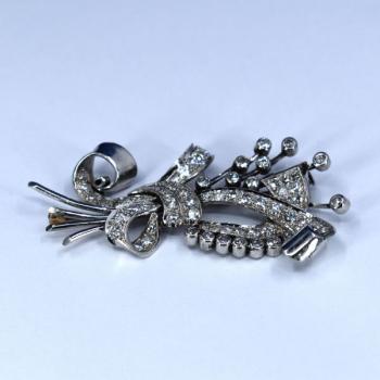 Platinová art deco brož s diamanty Platinová art deco brož s diamanty