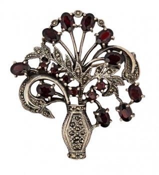 Stříbrná Art Deco brož - ”květinový košíček” Stříbrná Art Deco brož - ”květinový košíček”