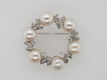 Briliantová brož s perlami